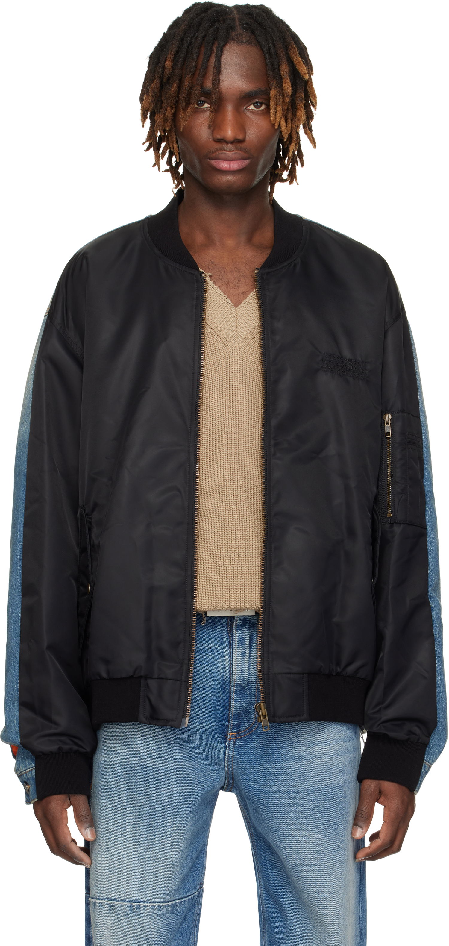 Bomberjakke Maison Margiela MM6 Maison Margiela Sports Denim Bomber Jacket Sort | SH0AM0044 MTN038, 0