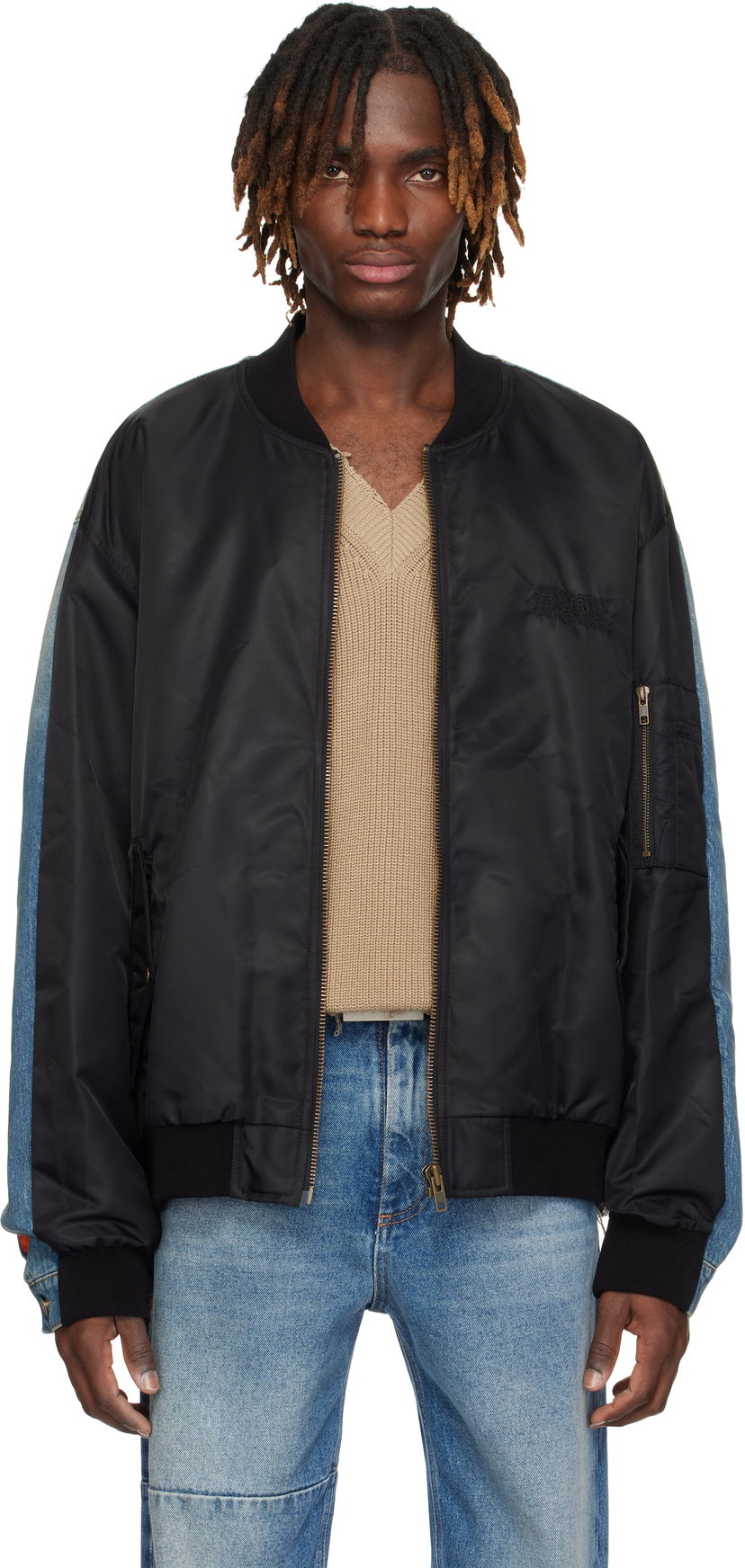 Bomberjakke Maison Margiela MM6 Maison Margiela Sports Denim Bomber Jacket Sort | SH0AM0044 MTN038
