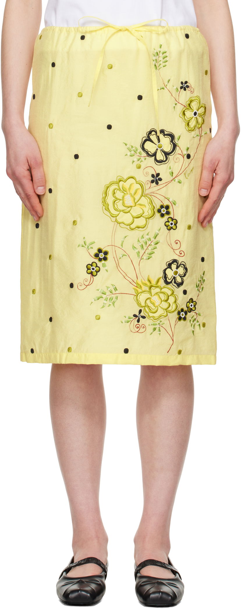 Nederdel KENZO Kenzo Paris 'KENZO Peonies' Embroidered Straight Midi Skirt Gul | FF52JU3029CD
