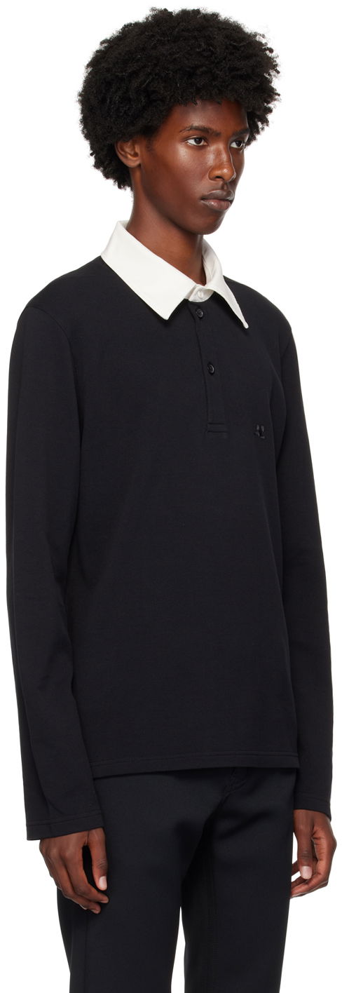Polo skjorte Courrèges Contrasting Long Sleeve Polo Sort | 324JPO033JS0141, 1