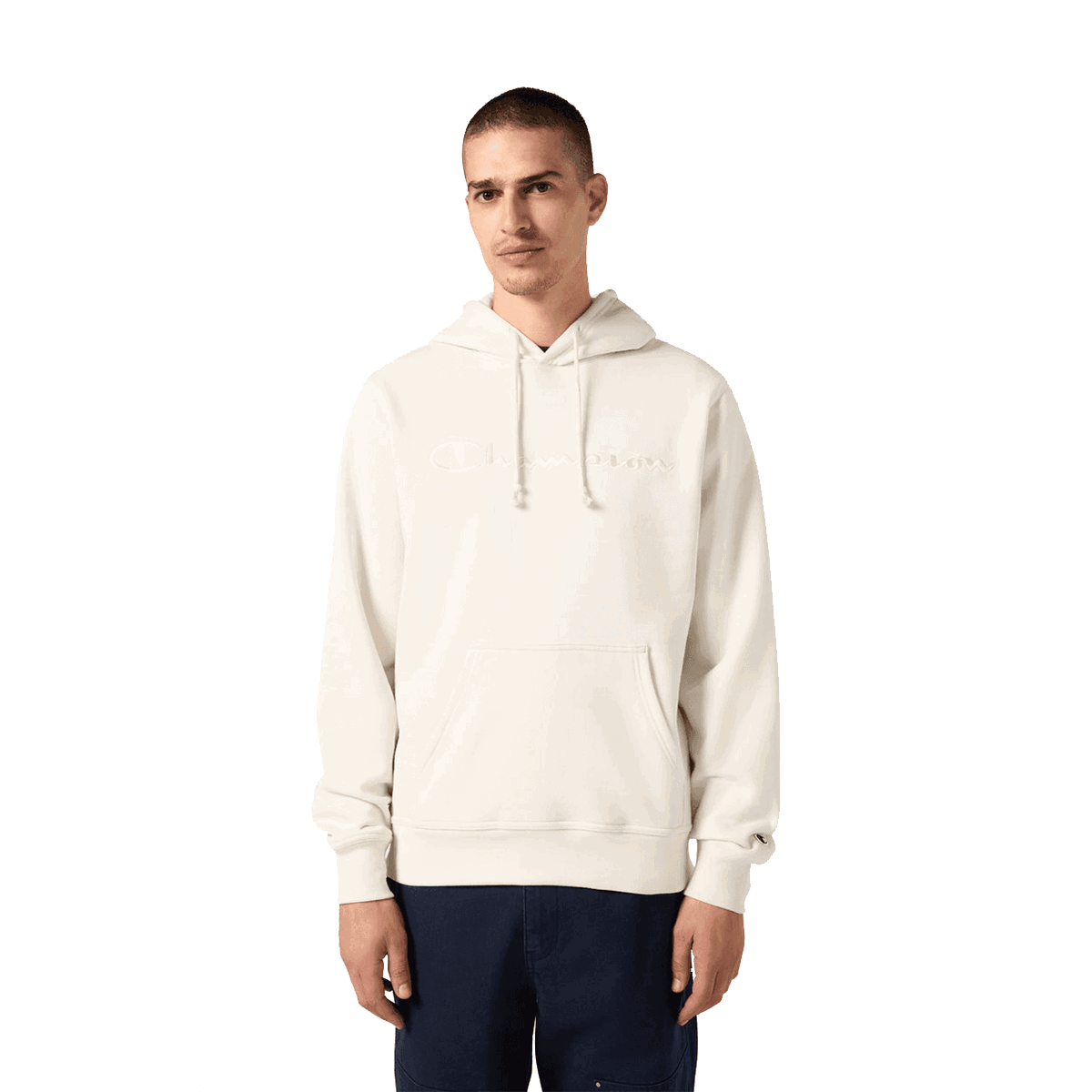 Sweatshirt Champion Embroidered Logo Hoodie Hvid | 220271-WW056, 0