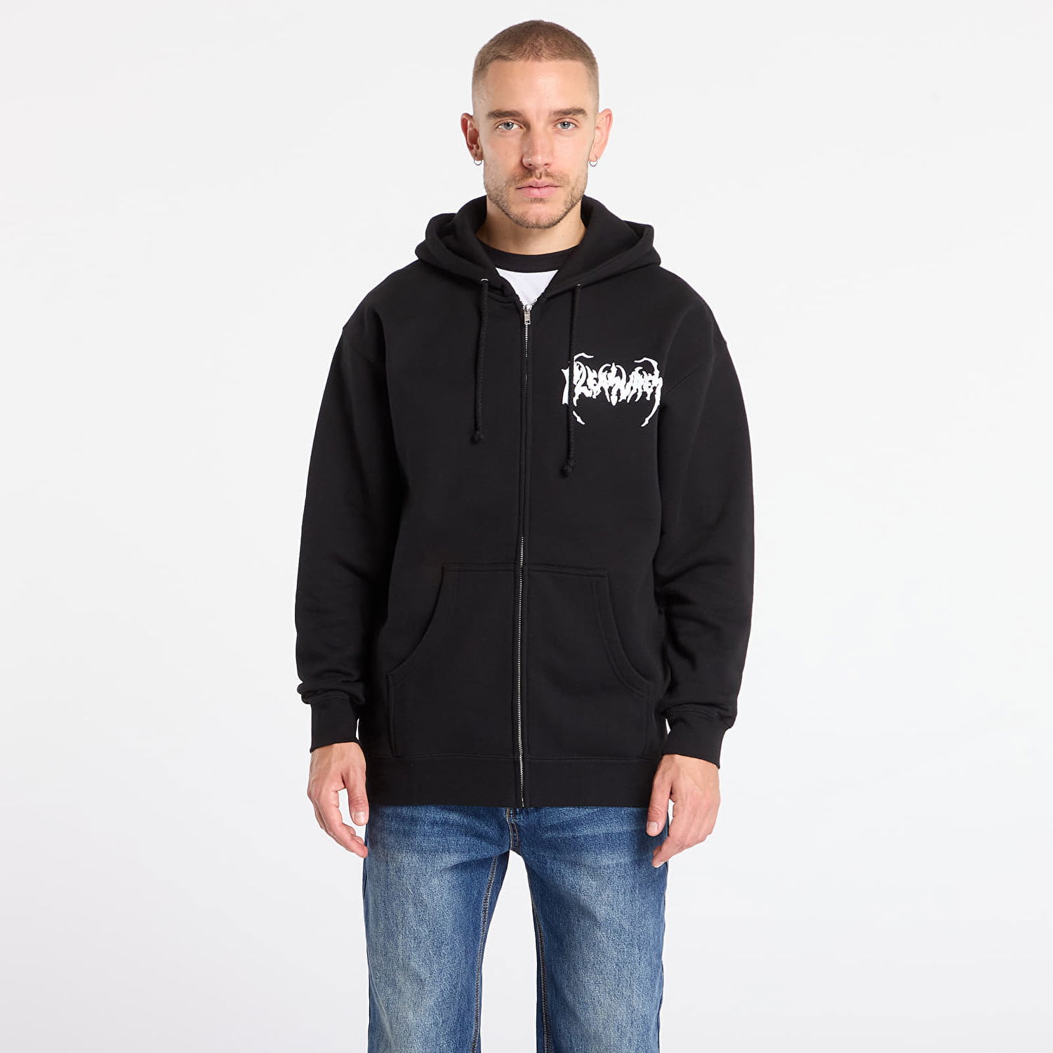 Sweatshirt Pleasures Pond Zip Hoodie Sort | P25F072-BLACK, 0
