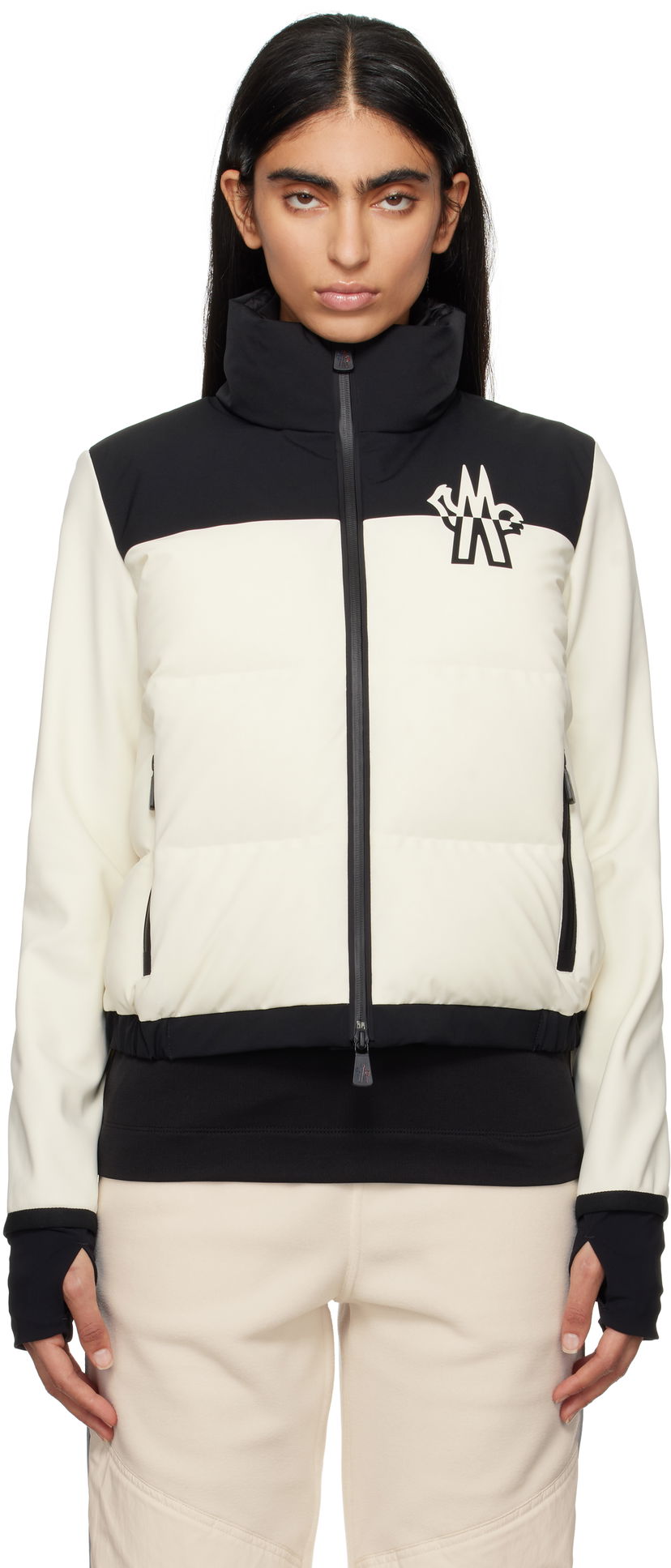 Puffer jakke Moncler Maglia Cropped Down Puffer Jacket Hvid | 8G00012-80280