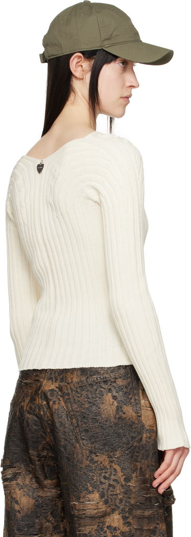 Sweater Acne Studios Acne Studios Button-Up Rib Knit Cardigan Hvid | A60556-, 2