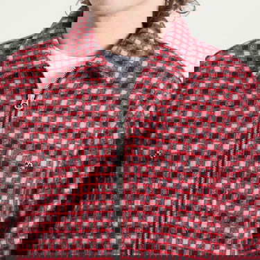 Skjorte Brain Dead Brain Dead Check Mate Flannel Zip Shirt, Size Large Rød | BDF25T160047-BML, 5