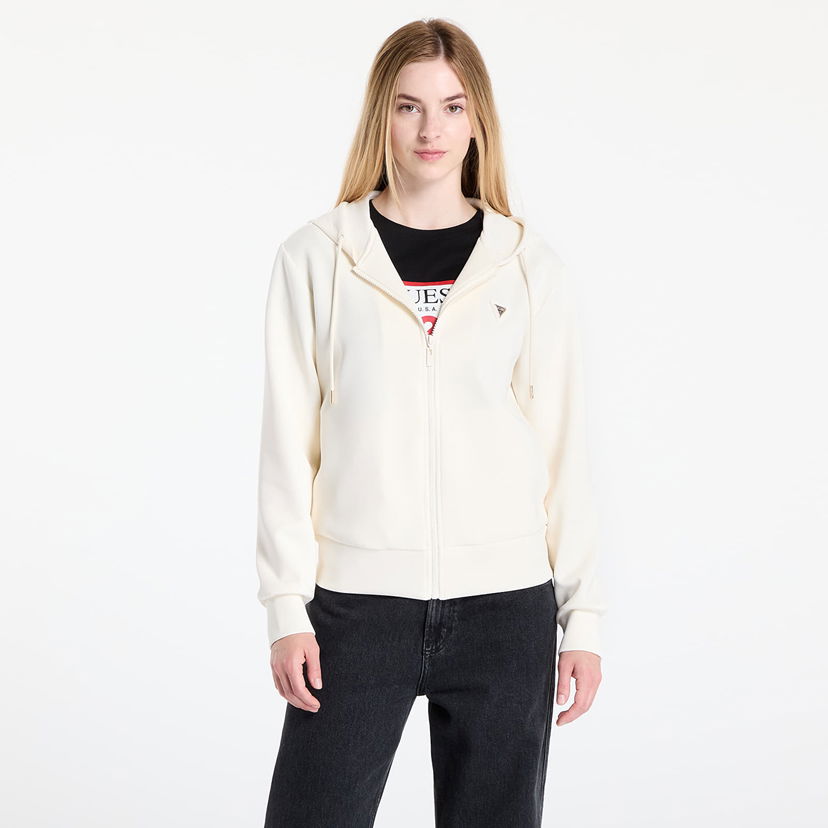 Sweatshirt GUESS GUESS Olympe Full Zip Hoodie Hvid | V4YQ06KCAY2-G6K5