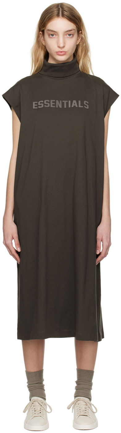 Kjole Fear of God ESSENTIALS Sleeveless Turtleneck Midi Dress Brun | 125BT225030FW