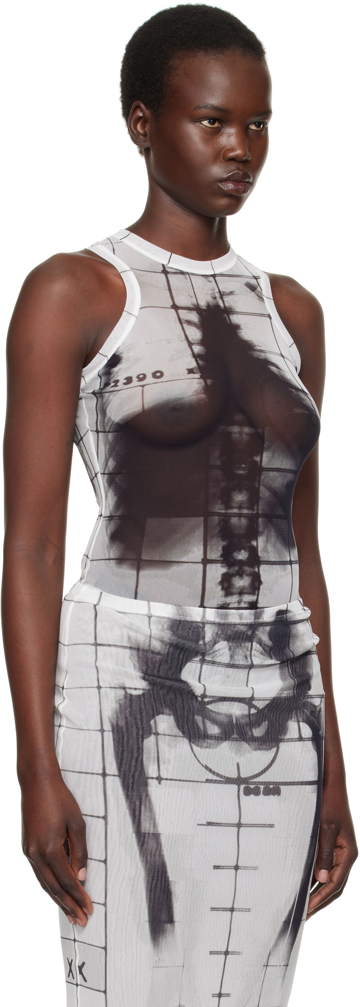 Kjole Jean Paul Gaultier Jean Paul Gaultier 'The Squeletor' Printed Bodysuit Hvid | 25/33-F-BD058-T580-0100, 1