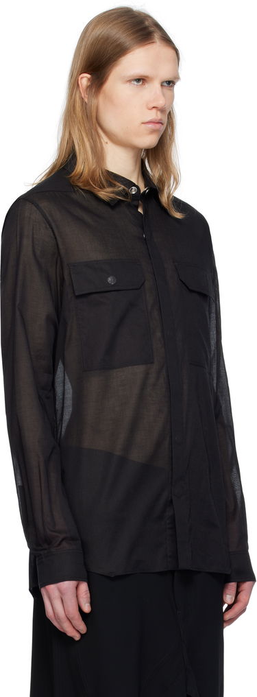 Skjorte Rick Owens Hollywood Silk Gazar Overshirt Sort | RU01E5236 SG, 4