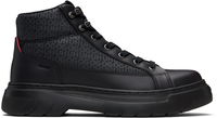 HUGO Printed-Logo Faux-Leather Boots