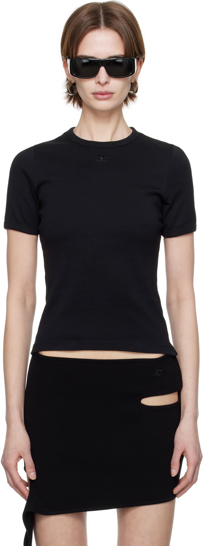 T-shirt Courrèges Courrèges Heritage Slim-Fit T-Shirt Sort | 125JTS017JS0203