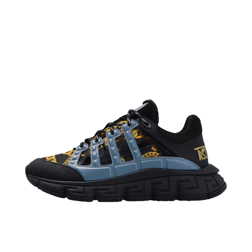 Sneakers og sko Versace Trigreca Signature Chain Pinstripe Print Black Multi Sort | DSU8094 1A02707