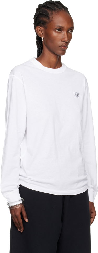 T-shirt Stone Island Organic Cotton Jersey 'Fissato' Effect Long Sleeve T-Shirt by Stone Island Hvid | K2S15 2100030 S0057, 1