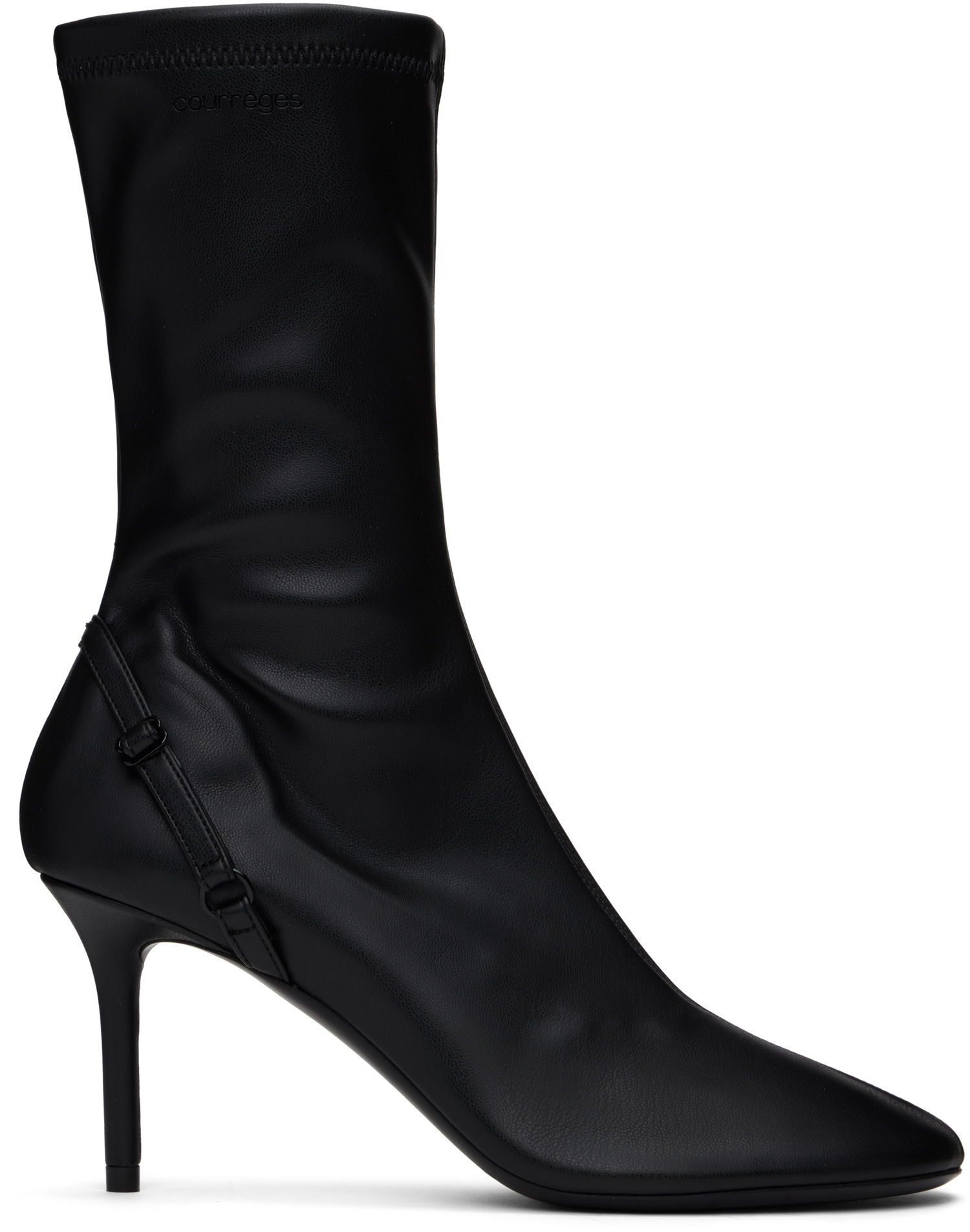 Sneakers og sko Courrèges Stretch Faux Leather Ankle Boots with Oblique Detail Sort | 424SAB030PL0128, 0