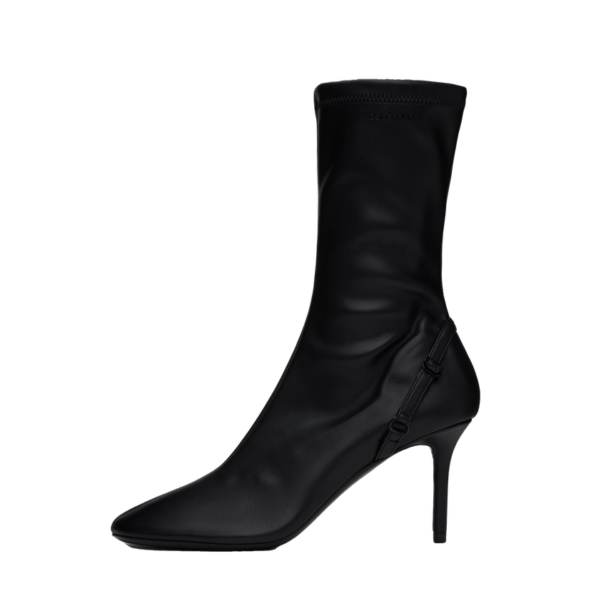 Sneakers og sko Courrèges Stretch Faux Leather Ankle Boots with Oblique Detail Sort | 424SAB030PL0128