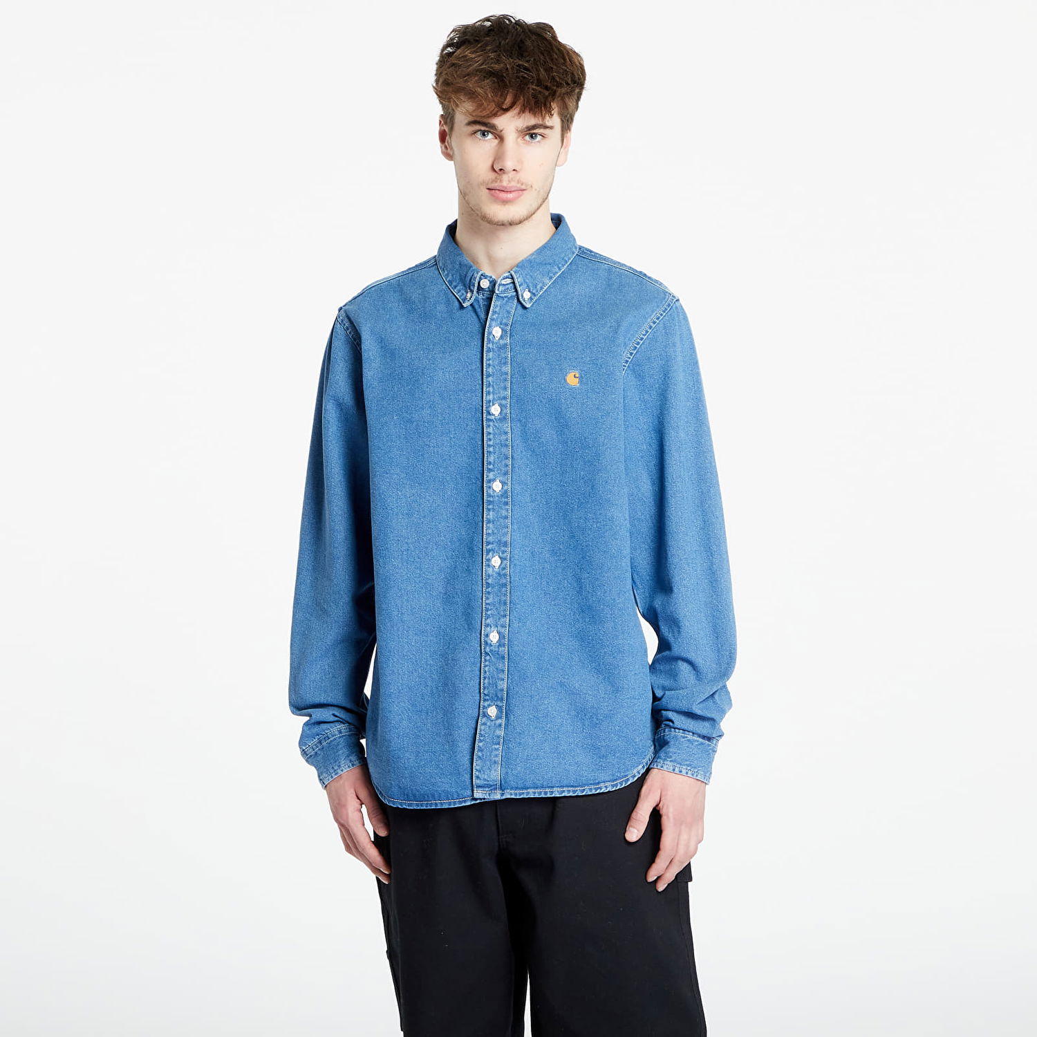 Skjorte Carhartt WIP L/S Weldon Shirt Mørkeblå | I031928.0160, 0