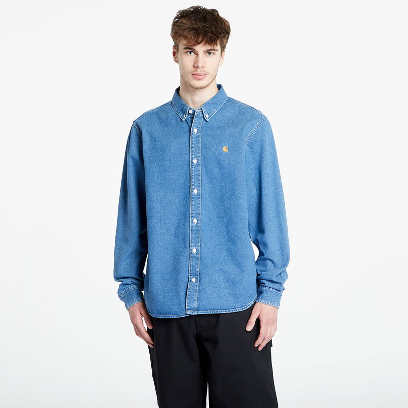 Skjorte Carhartt WIP L/S Weldon Shirt Mørkeblå | I031928.0160