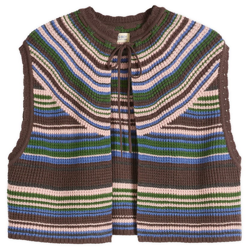 Vest BEAMS Beams Boy Multi Stripe Knit Vest Brun | 1305-0149-126-28