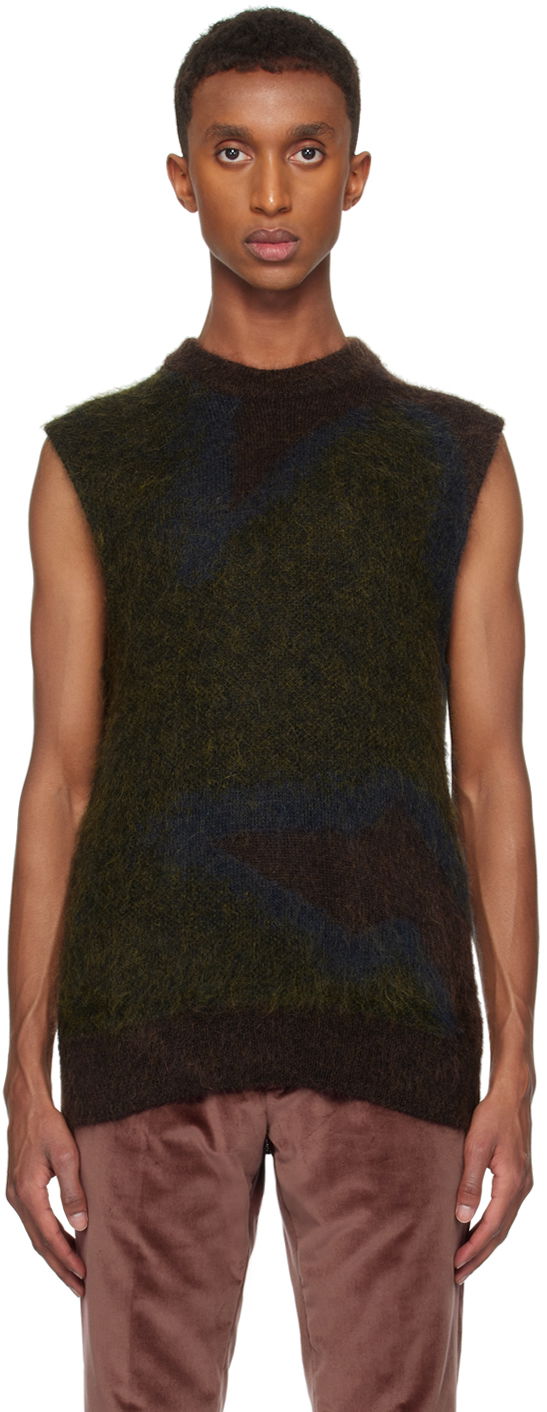 Sweater Paul Smith Paul Smith Photogram Leaves Sleeveless Sweater Brun | M1R-928Y-N02512-73