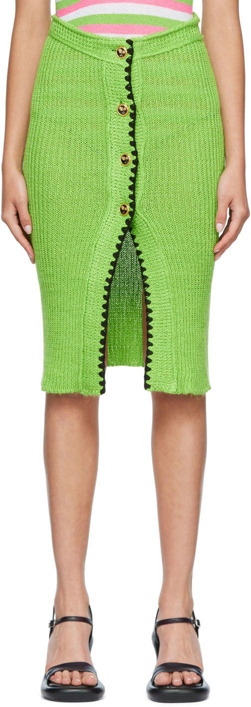 Nederdel CORMIO Knit Midi Skirt With Front Slit Grøn | LAURA SKIRT