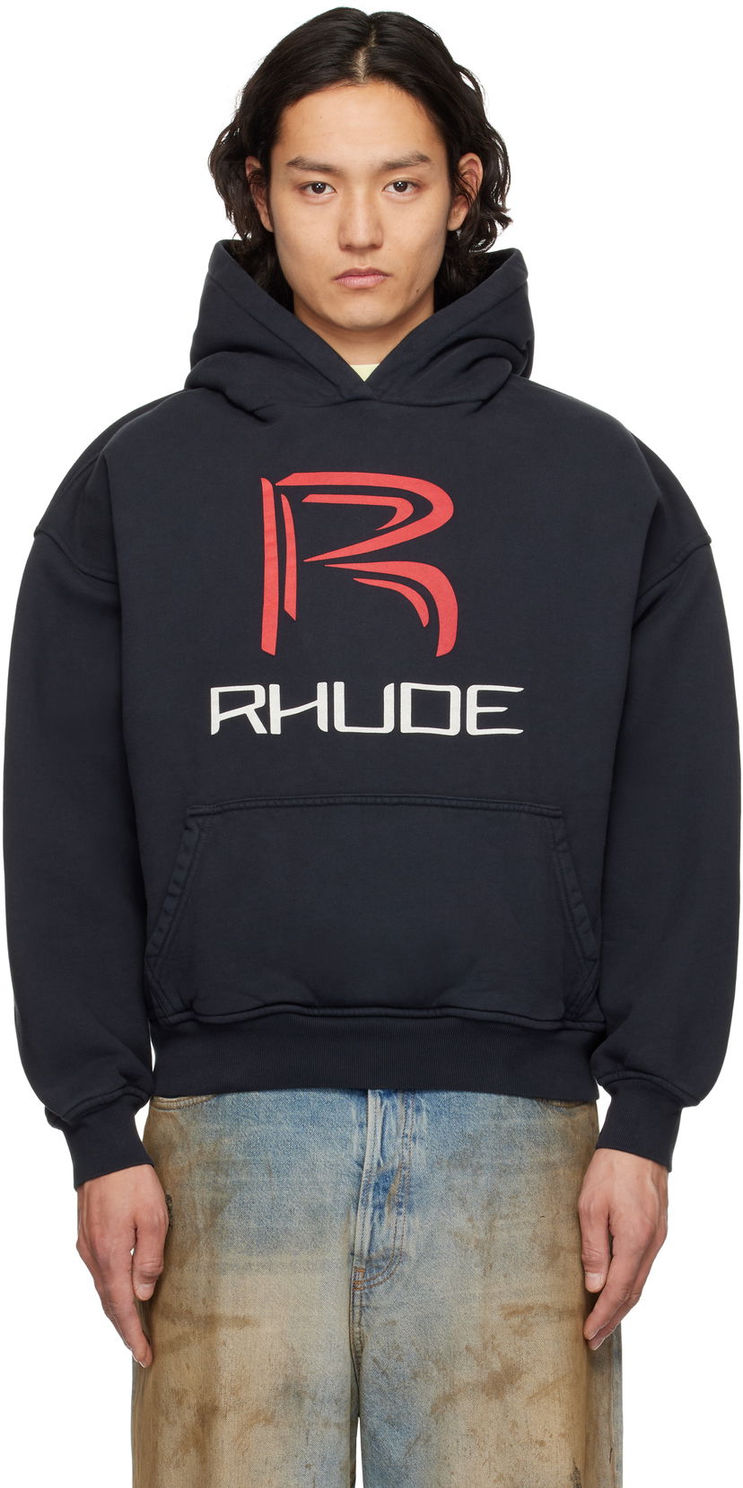 Sweatshirt Rhude Rhude Circuit Logo Hoodie Mørkeblå | RHSS25HO02012