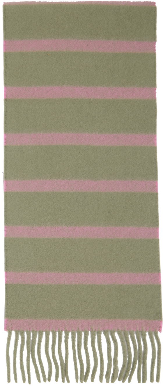 Tøj Acne Studios Green & Pink Striped Scarf Beige | CA0280-, 1