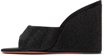 Tilbehør Amina Muaddi Amina Muaddi Lupita Crystal Wedge Heeled Sandals Sort | LUPITA CRYSTAL WEDGE WEDGE SATIN, 2