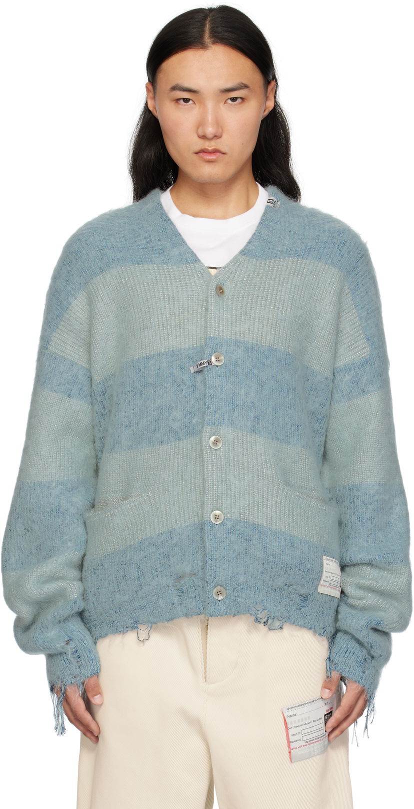 Sweater Maison MIHARA YASUHIRO Mohair Knit Cardigan Blå | A13CD511
