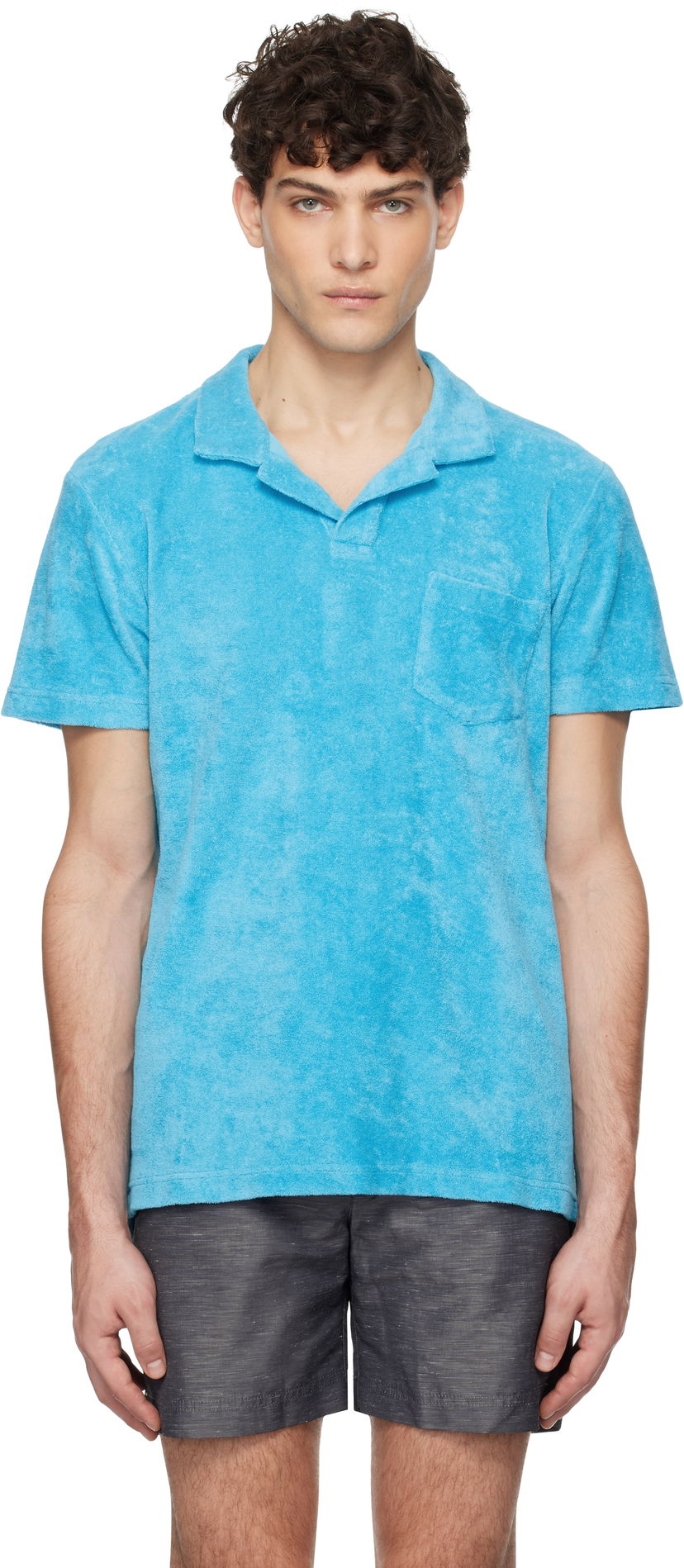 Polo skjorte Orlebar Brown Orlebar Brown Terry Towelling Polo Shirt Blå | 280079
