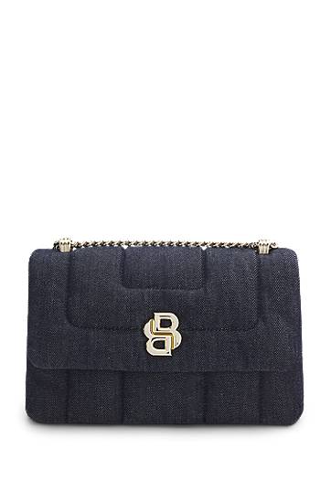 Skuldertaske BOSS Balenciaga Quilted Denim Shoulder Bag with Double B Monogram Blå | 50542064, 0