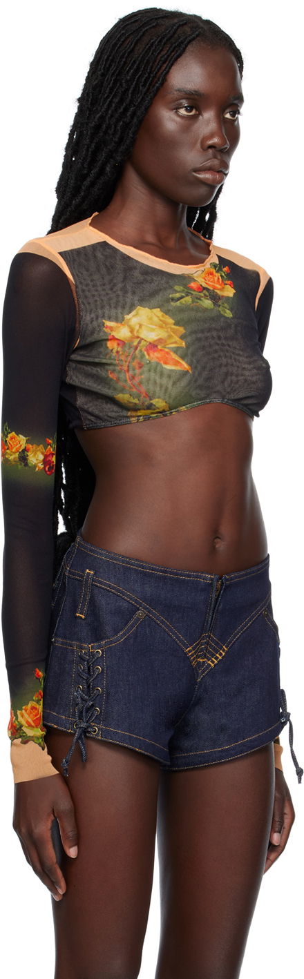 Crop top Jean Paul Gaultier Jean Paul Gaultier 'The Fleurs Petit Grand' Long Sleeve Crop Top Flerfarvet | 23/12-F-TO080-T525-6800, 1