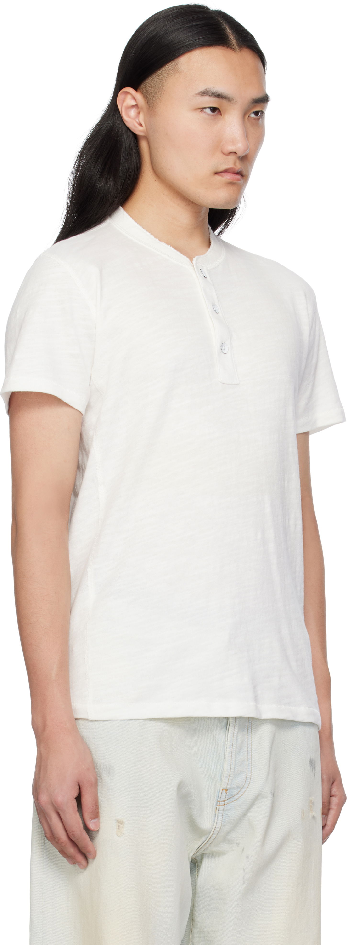 T-shirt rag & bone Rag & Bone Classic Cotton Henley T-Shirt Hvid | M000T996G, 1