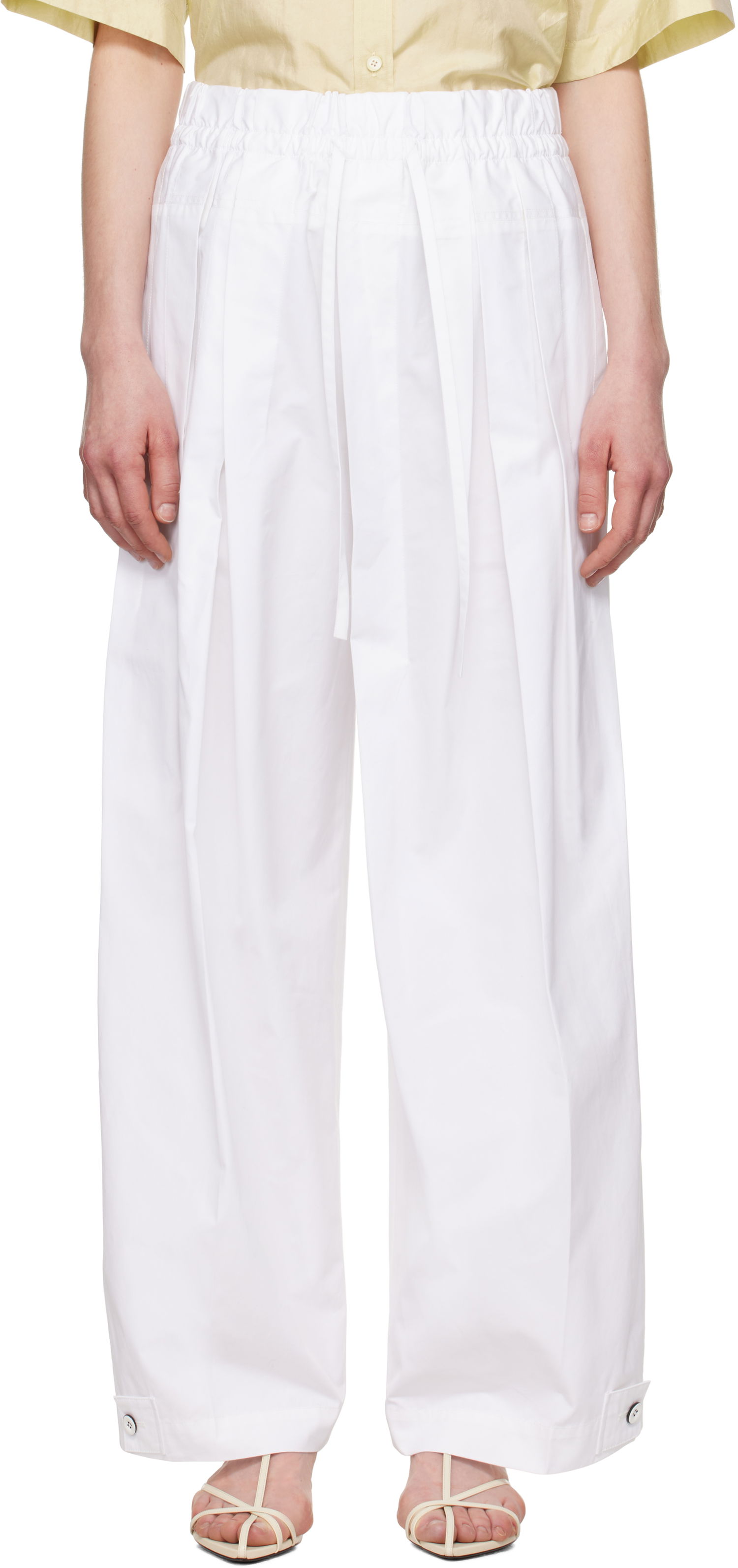 Bukser Jil Sander Jil Sander Wide-Leg Trousers Hvid | J02KA0221_J45002, 0