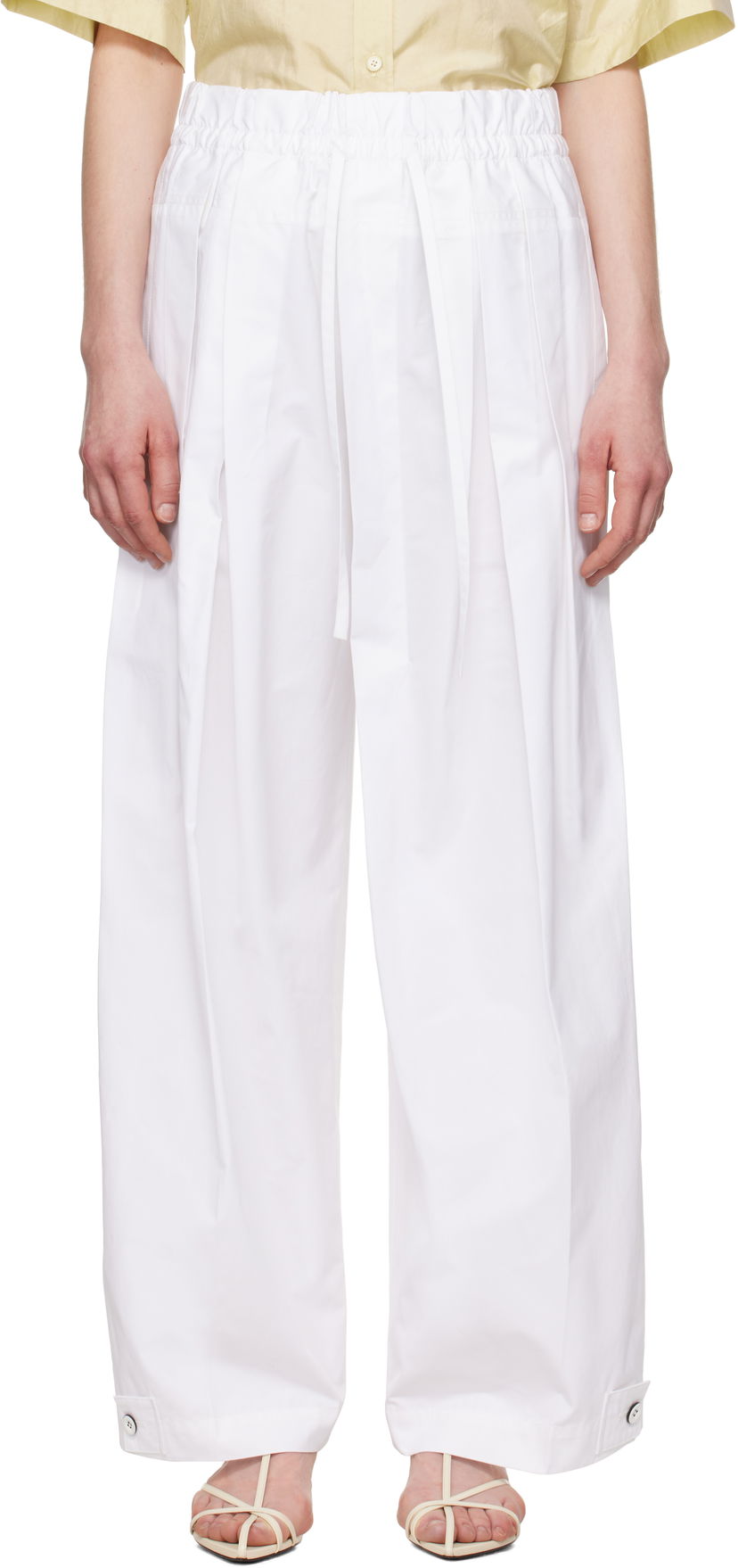 Bukser Jil Sander Jil Sander Wide-Leg Trousers Hvid | J02KA0221_J45002