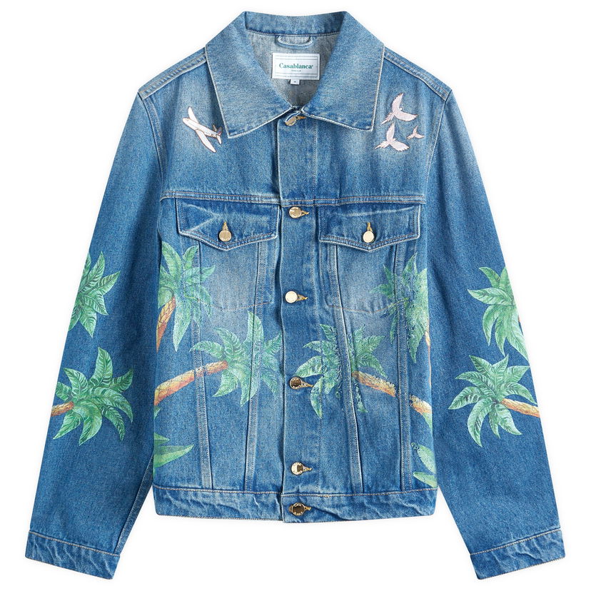 Jakke Casablanca Tennis Club Print Embroidered Denim Jacket Blå | MPF24-JK-310-01