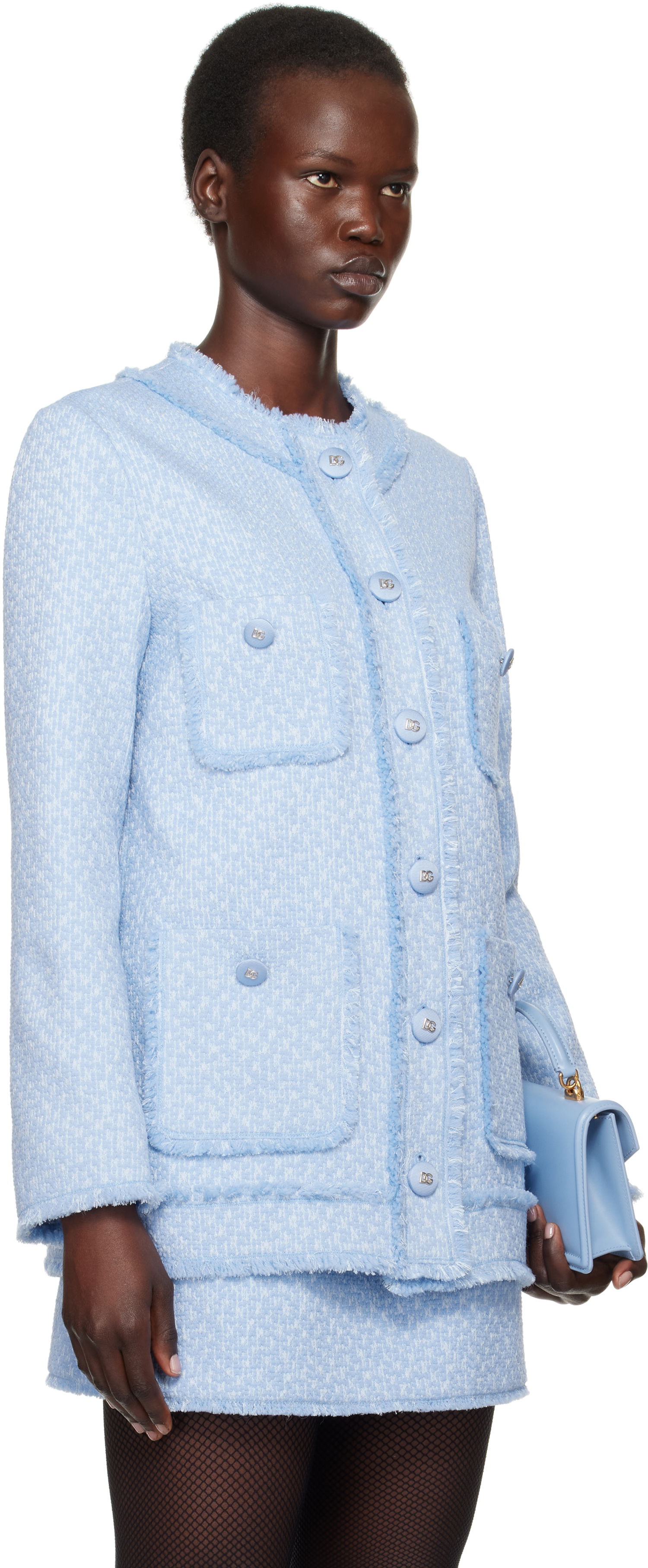 Jakke Dolce & Gabbana Dolce&Gabbana Single-Breasted Raschel Tweed Jacket Blå | F29YCT HUMUA, 1
