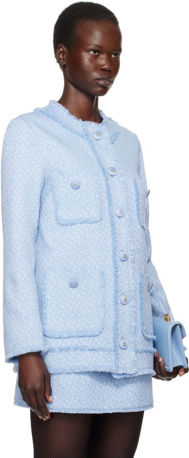 Jakke Dolce & Gabbana Dolce&Gabbana Single-Breasted Raschel Tweed Jacket Blå | F29YCT HUMUA, 1