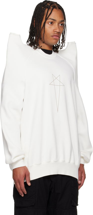 Sweatshirt Rick Owens Concordians Tecsweat Padded Shoulder Sweatshirt Hvid | DU02E7272 FEP3, 1