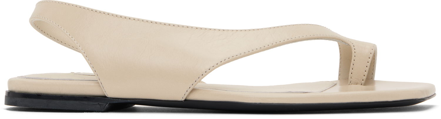 Skopleje TOTEME TOTEME Naplack Leather Thong Sandals Beige | 252-WAS0202-LE0020, 0