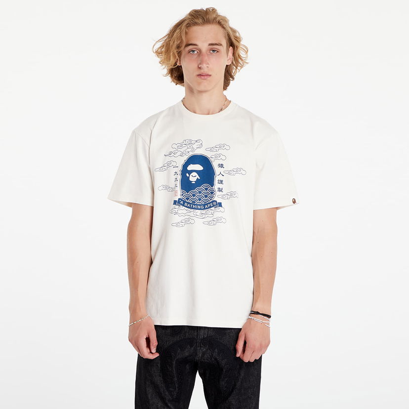 T-shirt BAPE A BATHING APE 31St Anniversary Japan Ape Head Tee Ivory Hvid | 001CSK201023F IVY
