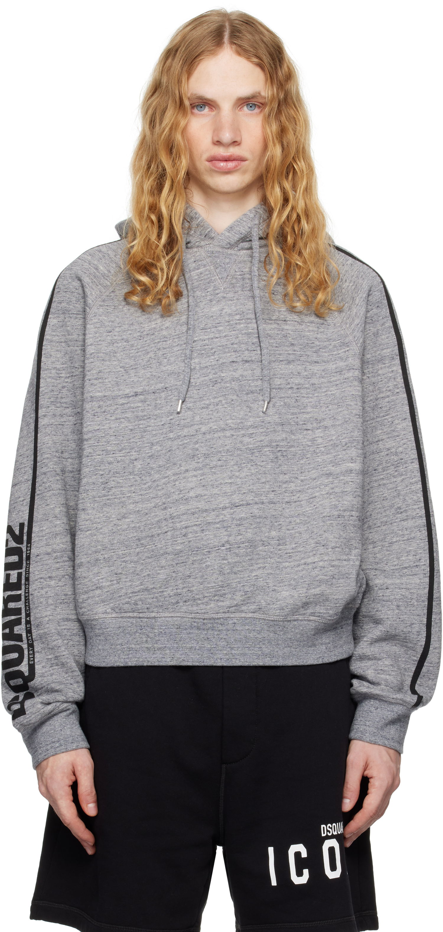 Sweatshirt DSQUARED2 Raglan Fit Hoodie Grå | S71GU0713_S25477, 0