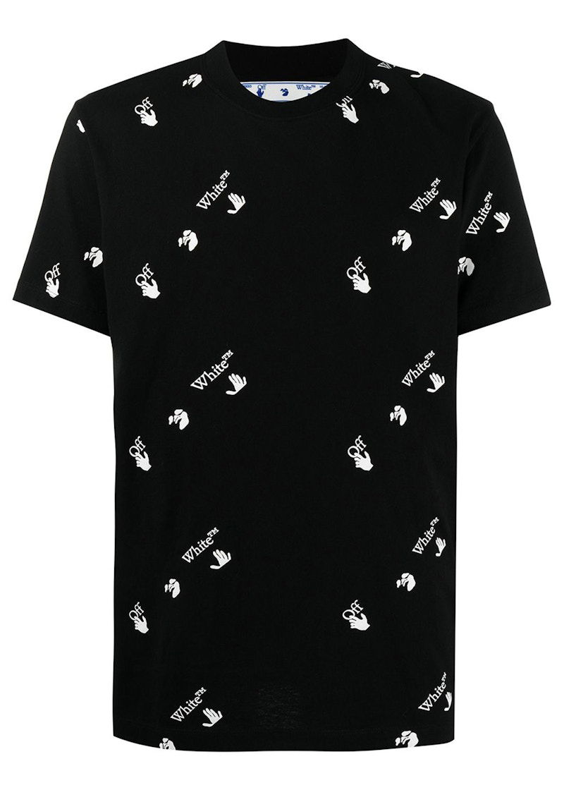 T-shirt Off-White All Over Logo Print T-Shirt Black White Sort | OMAA027R21JER0121001