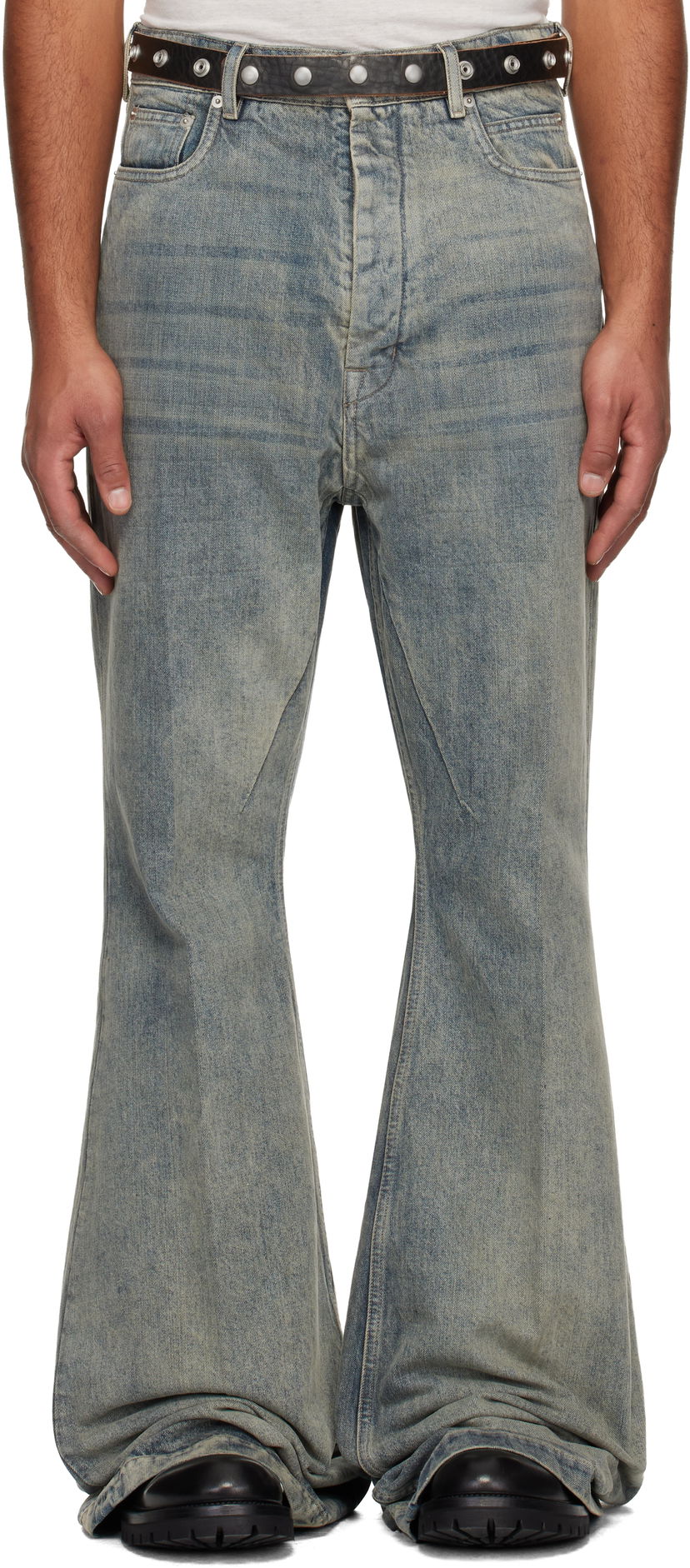 Jeans Rick Owens Flared Wide-Leg Distressed Jeans Concordians Bolan Blå | RR02E1335 DWG