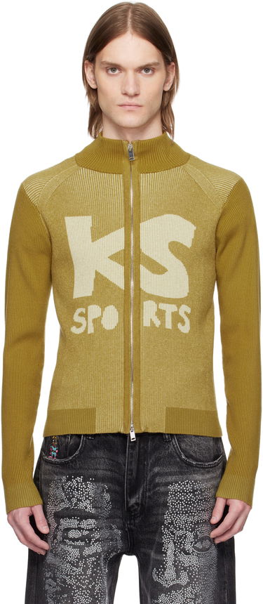 Sweater KidSuper KidSuper Retro Rib 'KS Sports' Zip-Up Sweater Gul | SS25-SW-17, 0