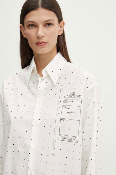 Skjorte Maison Margiela MM6 Relaxed Fit Shirt with Sketch Print Hvid | S52DT0014.S78157, 3