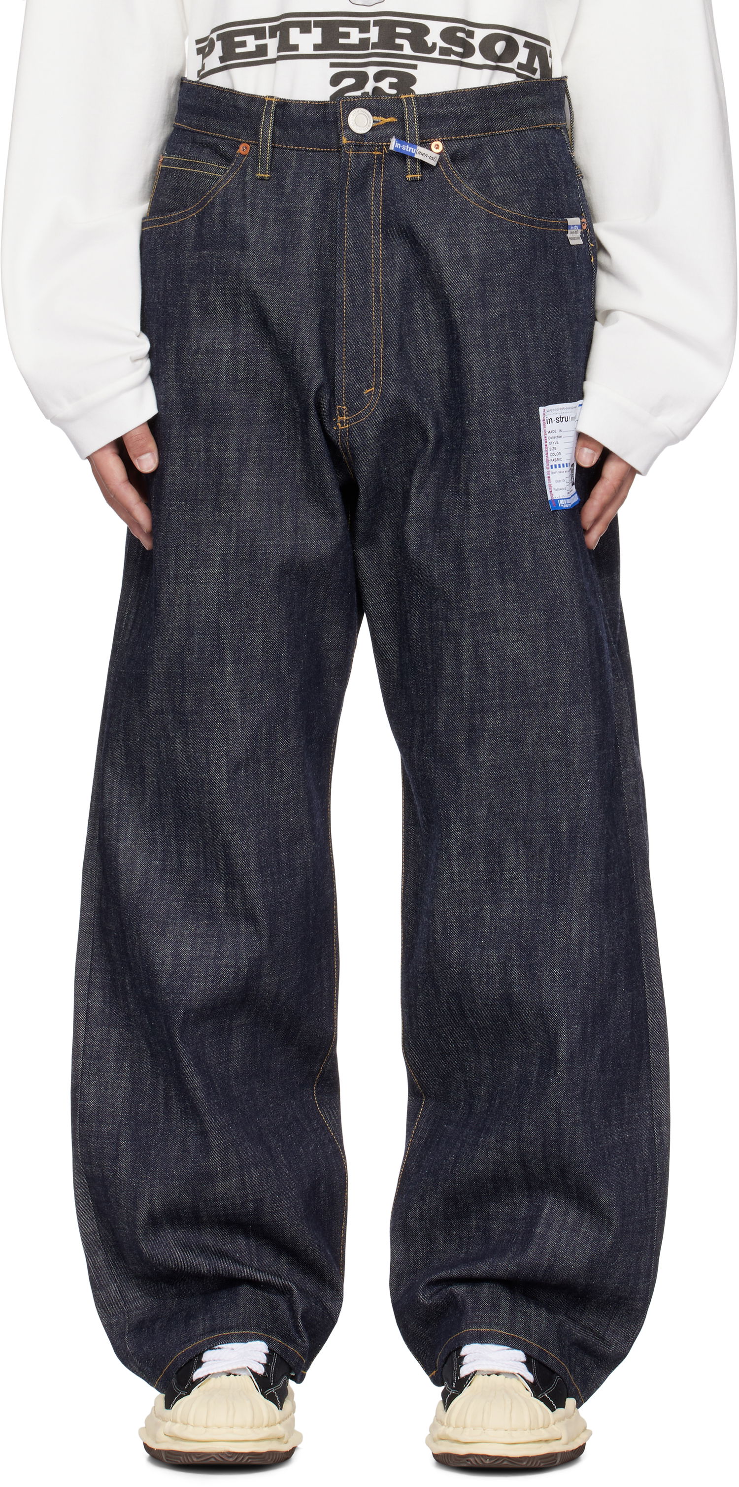 Bukser Maison MIHARA YASUHIRO Maison MIHARA YASUHIRO Selvage Denim Baggy Pants Blå | I13PT023, 0