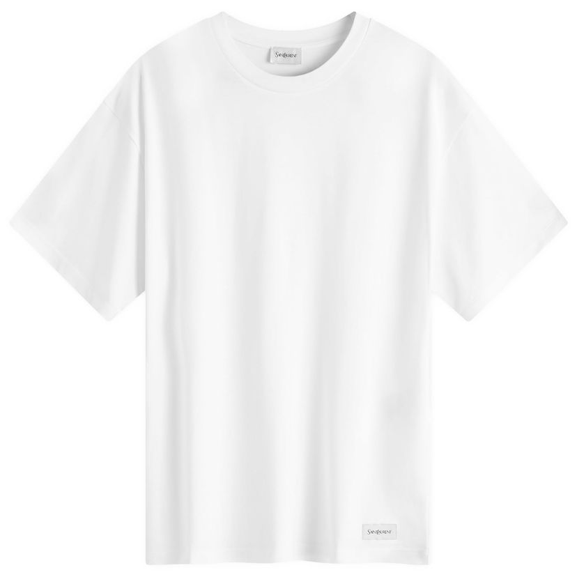 T-shirt Saint Laurent Vintage Patch Logo T-Shirt Hvid | 798933-Y37RY-9000