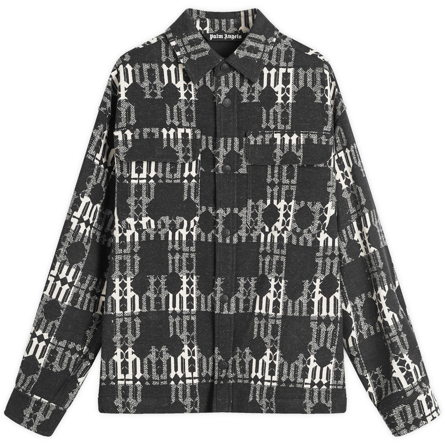 Skjorte Palm Angels Monogram Overshirt Sort | PMES024F24FAB0021001, 0