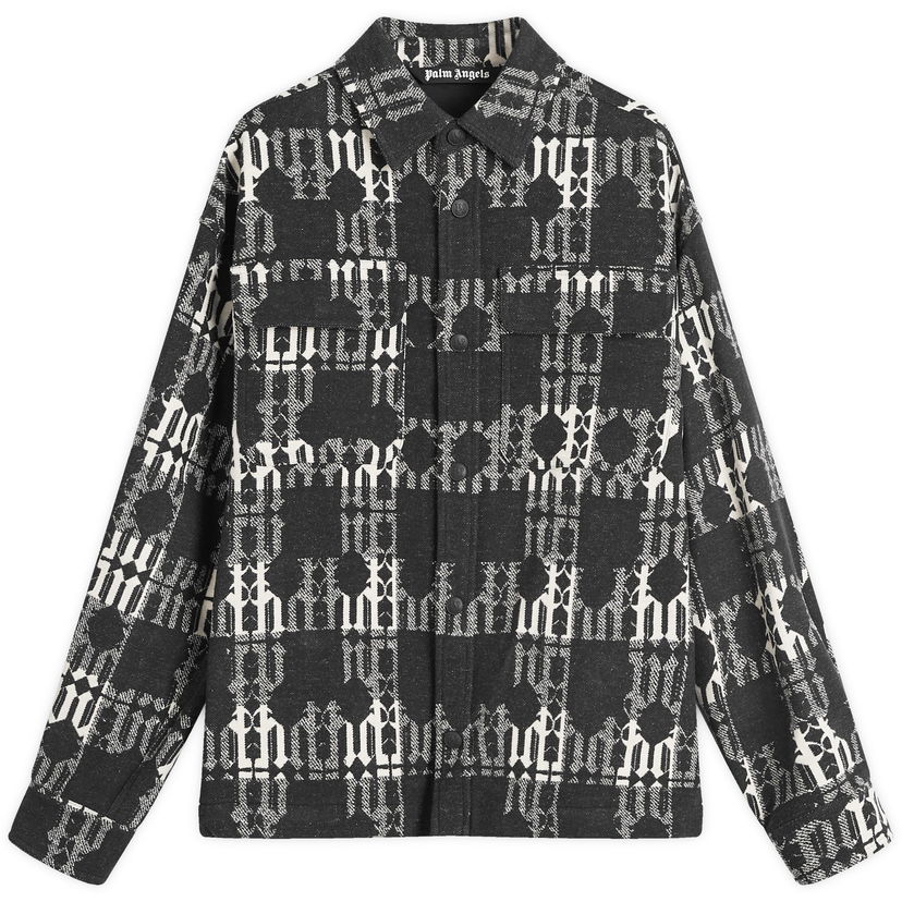 Skjorte Palm Angels Monogram Overshirt Sort | PMES024F24FAB0021001