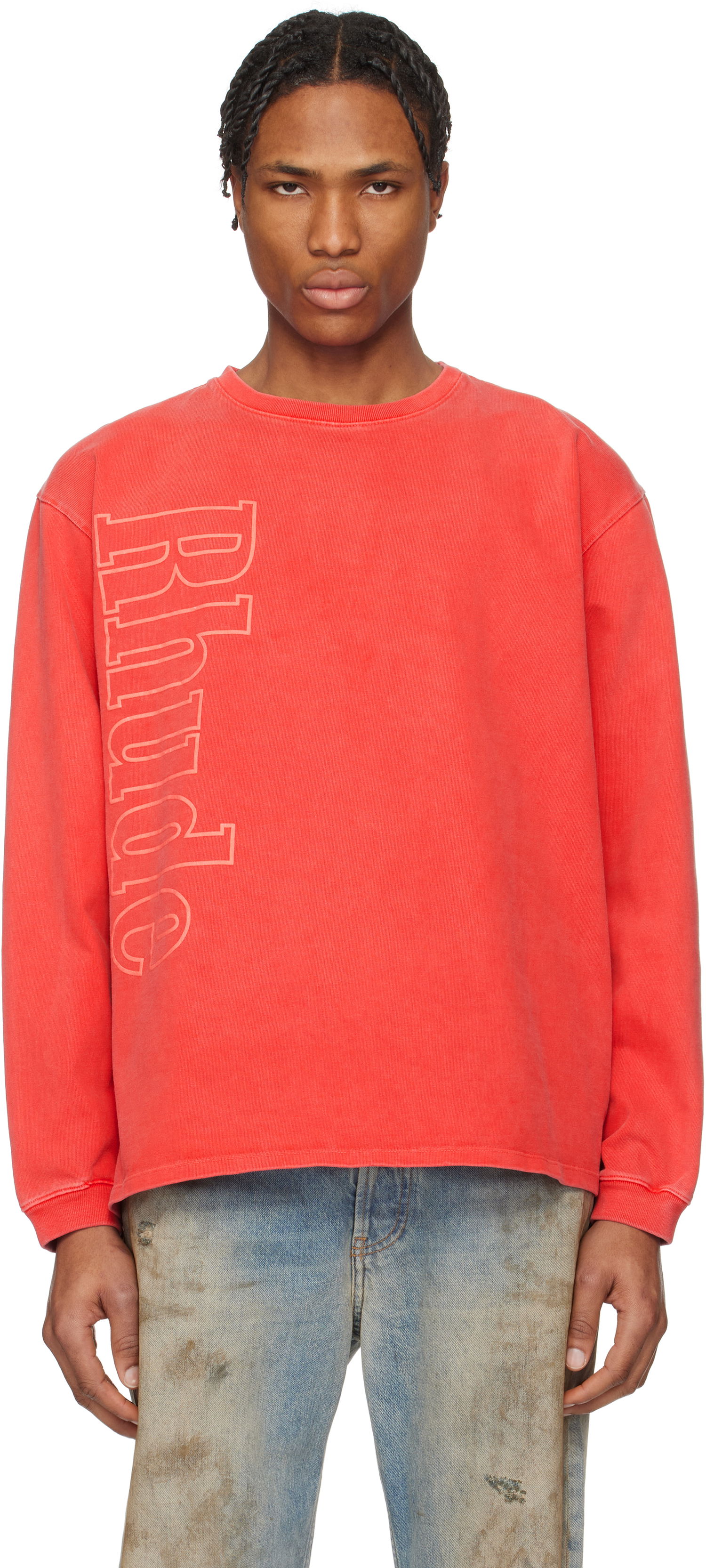 Sweatshirt Rhude Rhude Side Logo Long Sleeve T-Shirt Rød | RHPS25TT13012, 0